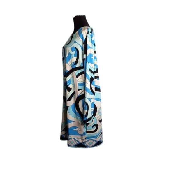Michael Michael Kors XL Dress Abstract Mod Pop Art Print Long Sleeve Summer Blue - Picture 2 of 12